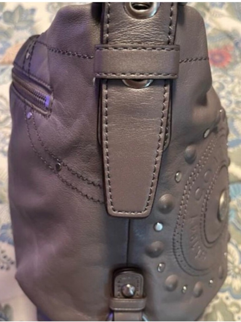 Coach Taupe/Gray Leather Hobo Shoulder Bag EUC - Picture 11 of 12